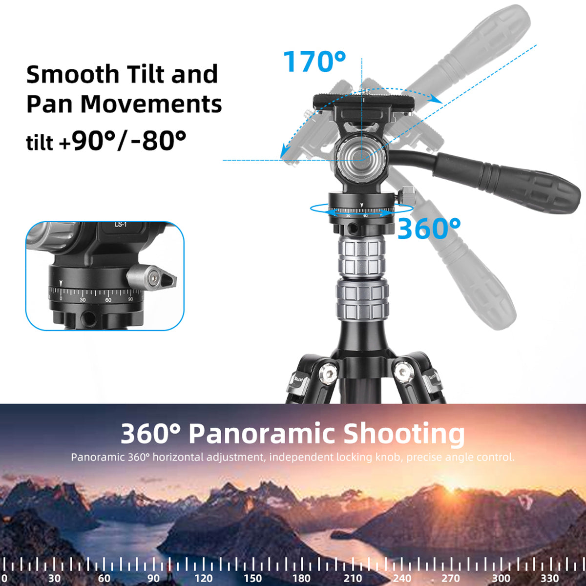 XILETU LS-1 Panoramic Tripod Head Hydraulic Fluid Video Damping Head For Tripod Monopod Camera Holder Stand Mobile SLR DSLR