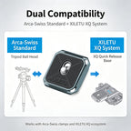 XILETU PQ‑38 38mm Square Quick Release Plate, Arca‑Swiss Compatible 4‑Way Mounting QR Plate with 1/4" Screw for Camera Tripod