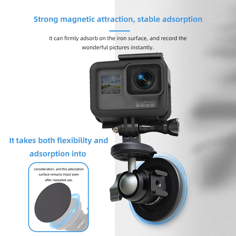 XILETU QM-1S Car Quick Release Magnetic Stand Suction Cup Base Suitable for Gopro/Action3/4 Video Panoramic Insta360x4 Action Camera