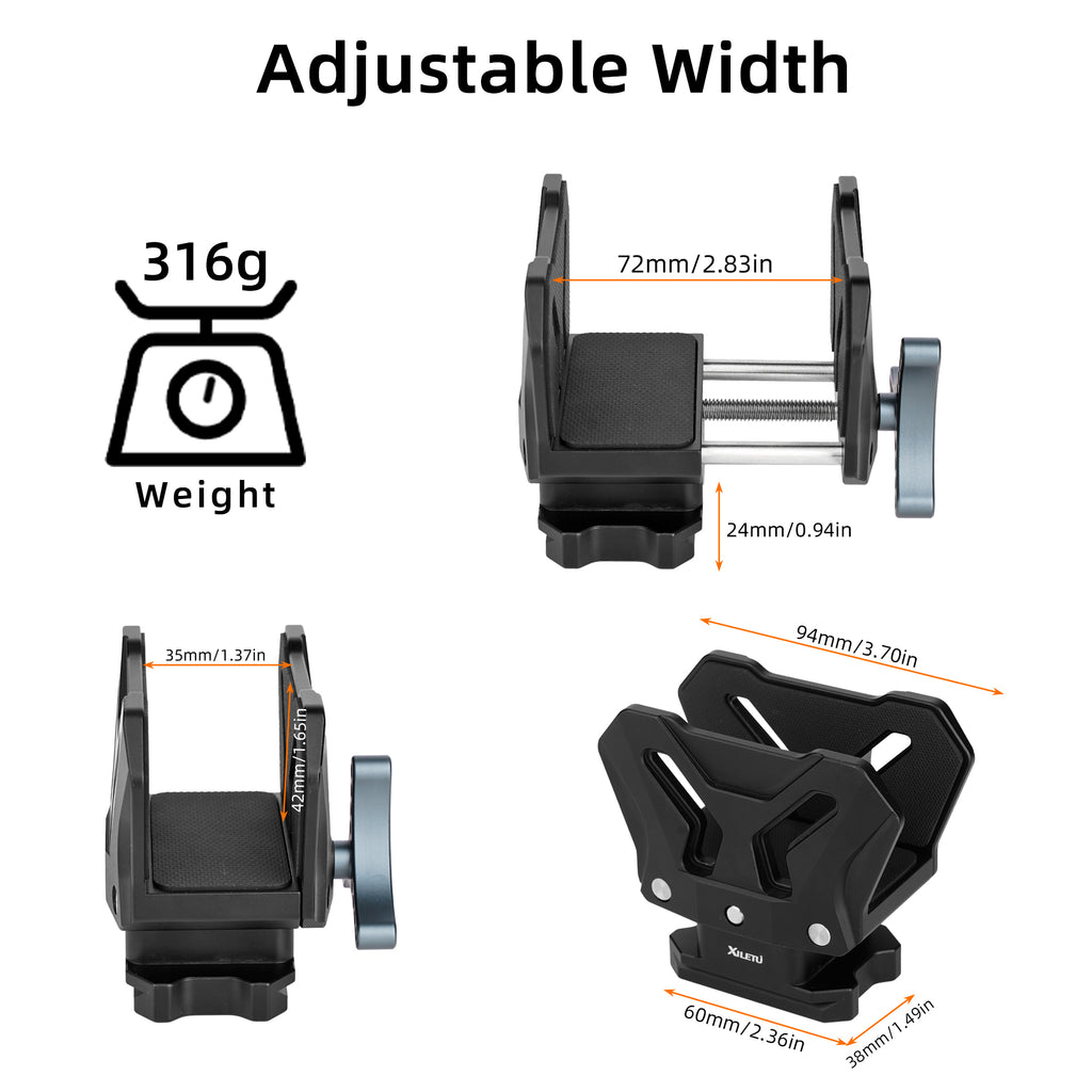 XILETU QRD-3 Aluminum Rifle Clamp Adapter Saddle Rest for Tripod Mount with ARCA SWISS, Tactical Hunting Shooting Clamp