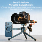 XILETU MT15+MG25Q Desktop Photography Tripod Dual Cold Shoe Mini Ball Head Portable Handheld Stand for Camera Phone Vlog Shooting