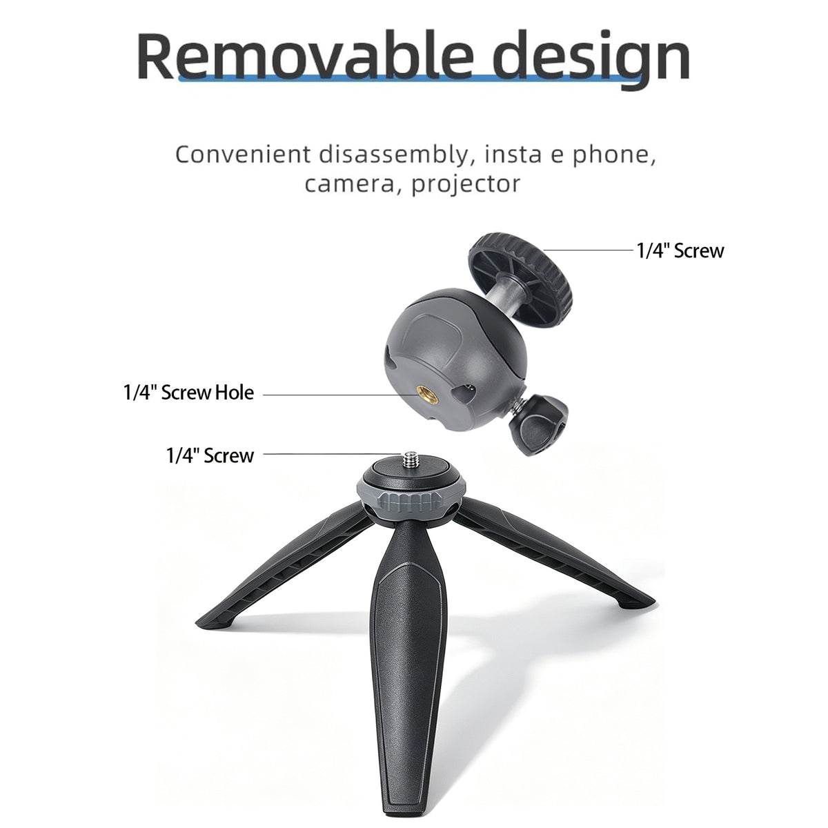 XILETU XS20+XJA Mini Tabletop Tripod Desktop Phone Holder Stand with Clip and Ball Head for iPhone Cell Phone Smartphone DSLR Camera