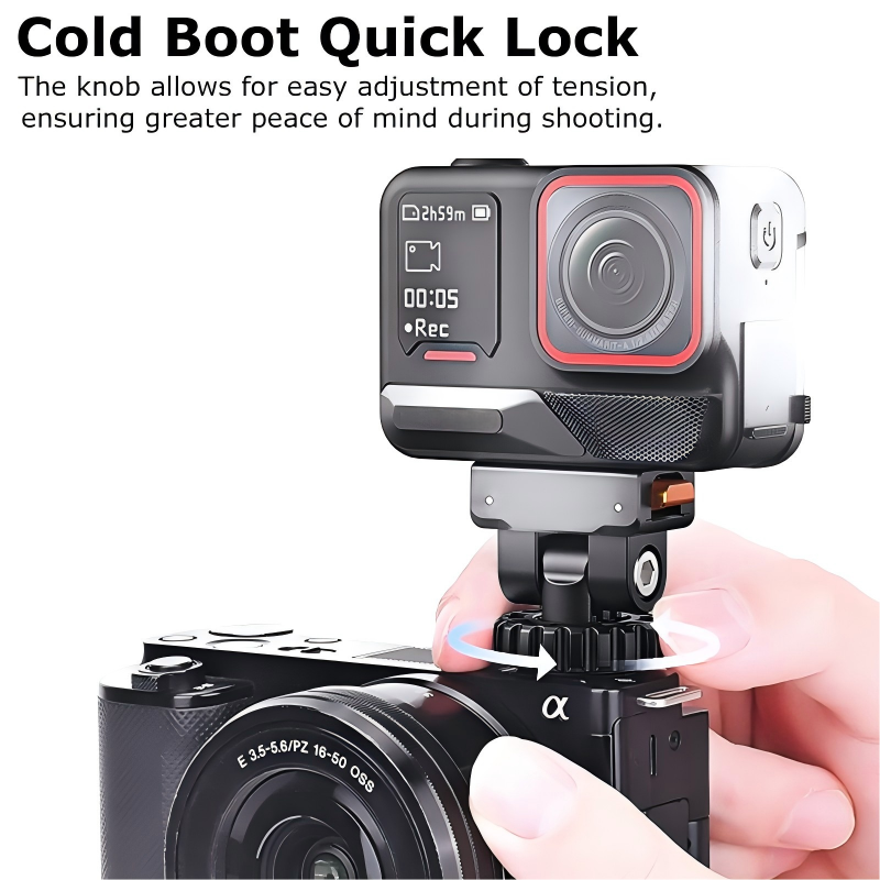 XILETU AC-44 Cold Shoe Mount Magnetic Quick Release 160° Rotatable Bracket 1/4" Adapter for Insta360 Ace/Ace Pro/Ace Pro 2 Tripod