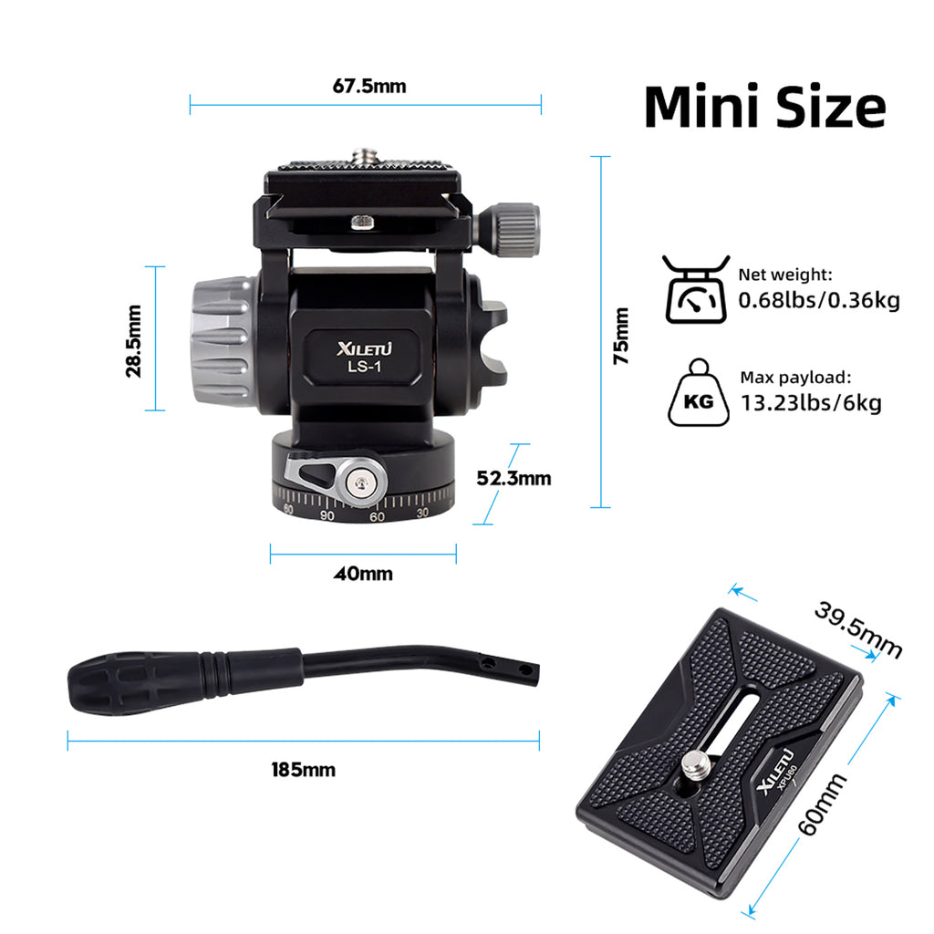 XILETU LS-1 Panoramic Tripod Head Hydraulic Fluid Video Damping Head For Tripod Monopod Camera Holder Stand Mobile SLR DSLR