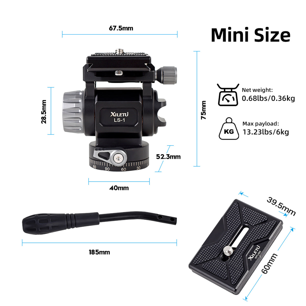 XILETU LS-1 Panoramic Tripod Head Hydraulic Fluid Video Damping Head For Tripod Monopod Camera Holder Stand Mobile SLR DSLR