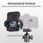 XILETU XQL-1 Foldable L-Bracket Arca-Swiss QR Plate with Dovetail Base for Vertical/Horizontal Shooting, Tripod/DSLR Cameras