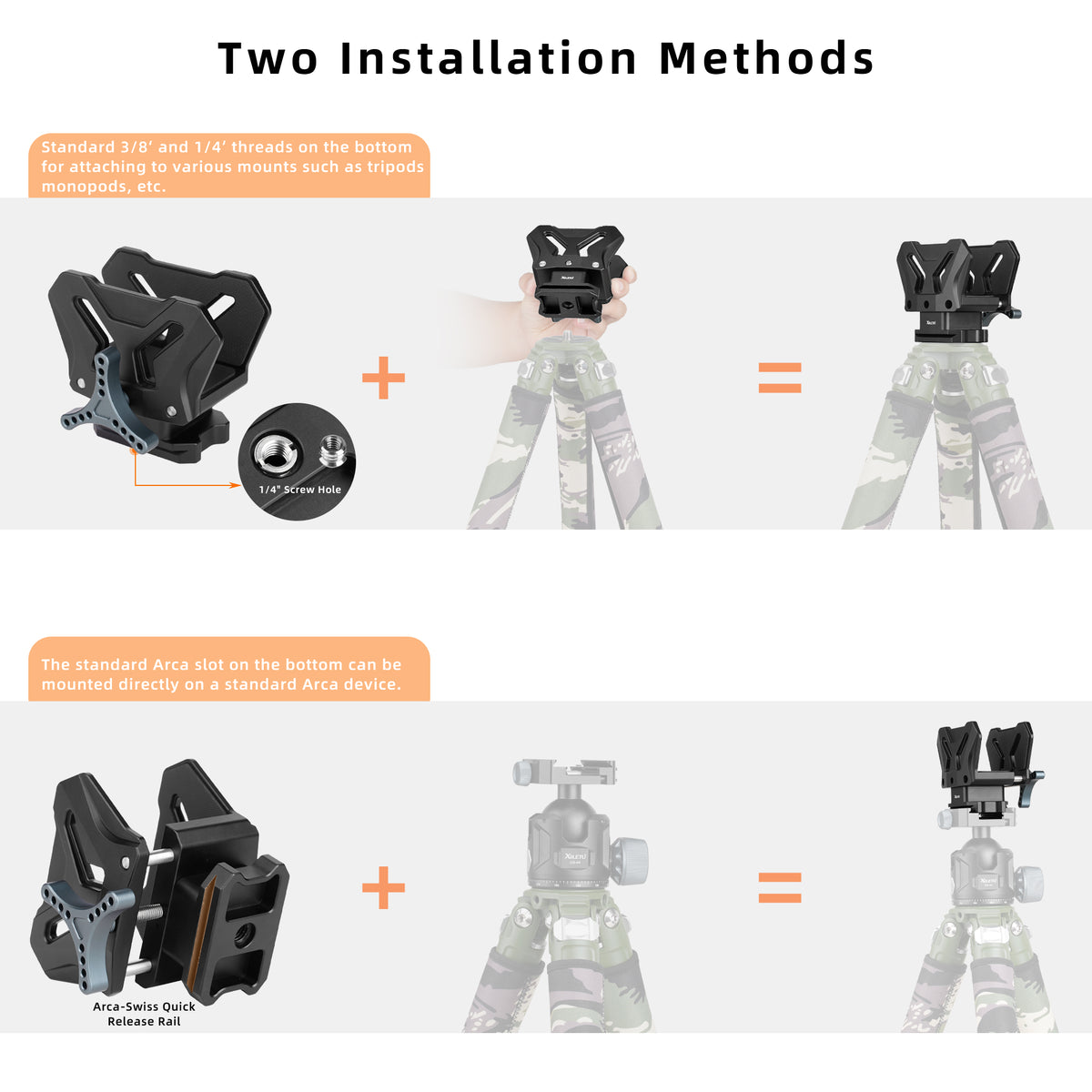 XILETU QRD-3 Aluminum Rifle Clamp Adapter Saddle Rest for Tripod Mount with ARCA SWISS, Tactical Hunting Shooting Clamp