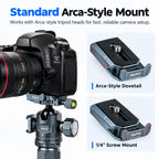 XILETU PU-65 Anti-Twist QR Plate Arca Swiss Camera Tripod Mount with Foldable Baffle 1/4" D-Ring Screw for DSLR Mirrorless Camera