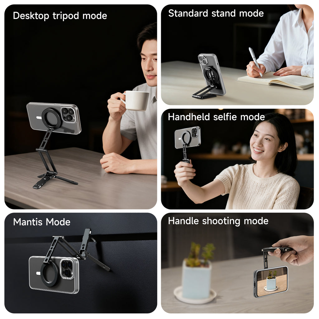 XILETU XJ‑26 MagSafe Magnetic Phone Stand, Foldable Aluminum Alloy Portable Phone Mount