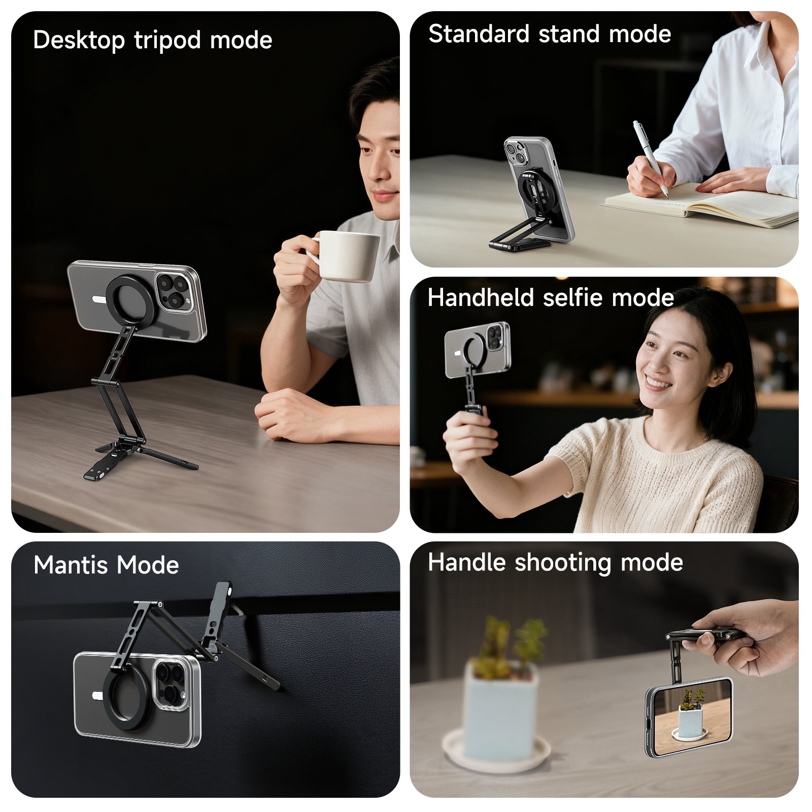 XILETU XJ‑26 MagSafe Magnetic Phone Stand, Foldable Aluminum Alloy Portable Phone Mount