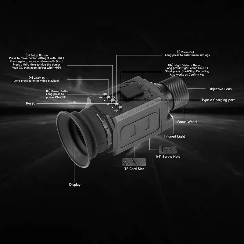 XILETU XVM-1 HD Night Vision Monocular, 7x Optical 4x Digital Zoom, 800M Range, Outdoor Telescope for Camping Wildlife Observation