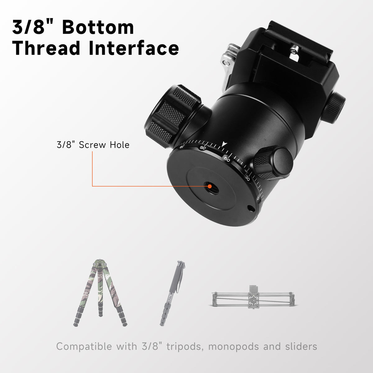 XILETU JS-44S Low‑Profile Ball Head Arca‑Swiss Quick‑Release Tripod Head Independent Damping Lock for DSLR Mirrorless Camera