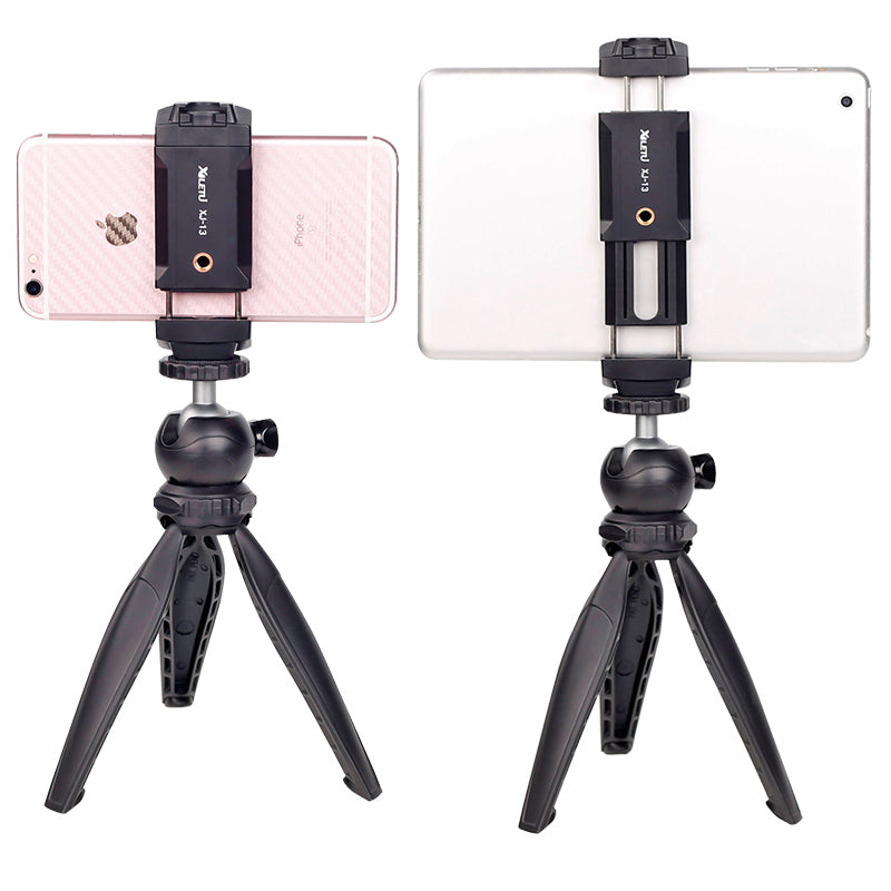 XILETU XJ-13 Universal Tablet Clip Smartphone Holder Clip Stand W Mini Tripod Adjustable Bracket For Mobile Phones Ipro Tablets