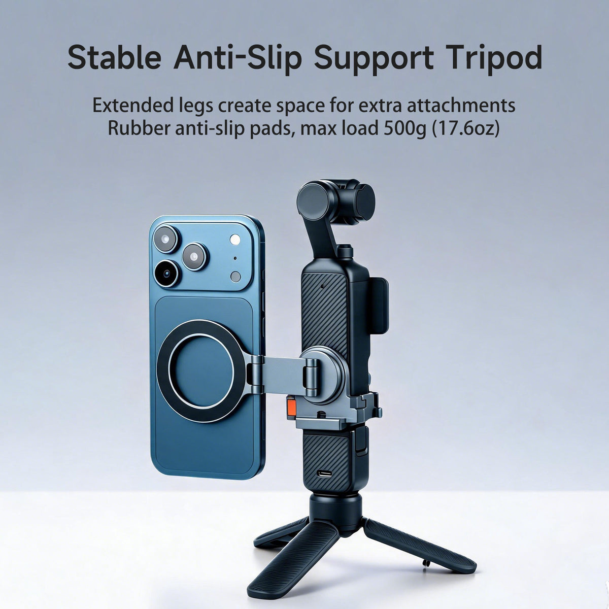 XILETU XS-25 Auto Open 2-in-1 Mini Tripod 1/4 Screw Stand for DJI Pocket 3 4 4Pro Insta360 Action Panoramic Vlog Camera