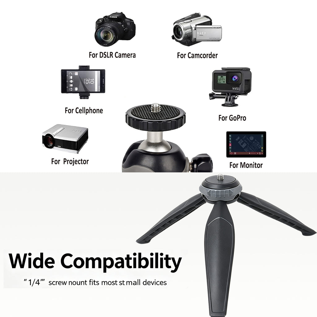 XILETU XS20+XJA Mini Tabletop Tripod Desktop Phone Holder Stand with Clip and Ball Head for iPhone Cell Phone Smartphone DSLR Camera