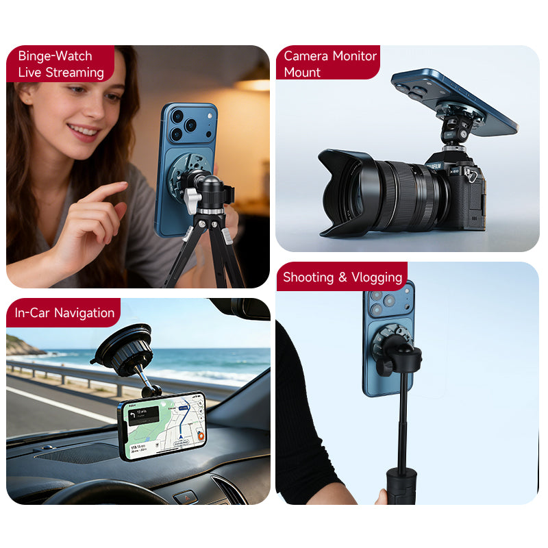 XILETU MI-1 MagSafe Phone Tripod Mount N52 Magnetic Aluminum Alloy 1/4 Inch Screw Cold Shoe Adapter For iPhone 12 13 14 15 16 17