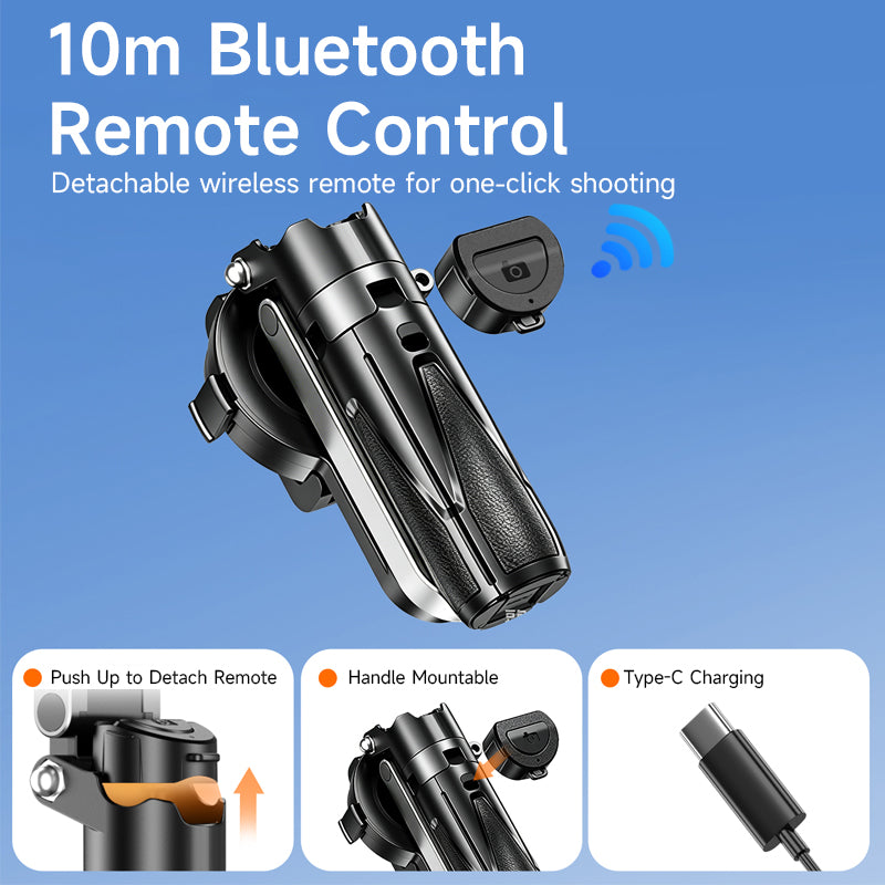 XILETU P-15C Magnetic Magsafe Selfie Stick Tripod Bluetooth Remote Pocket Stand For iPhone Android Vlog Travel