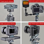 XILETU XQ-1S Quick Release Plate Clamp with Arca Swiss Quick Release Plate Quick Mounting Bracket for DSLR Camera Tripod Adapter