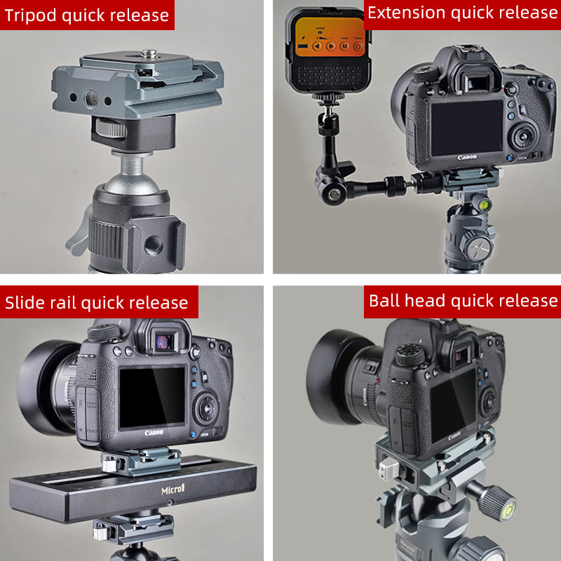 XILETU XQ-1S Quick Release Plate Clamp with Arca Swiss Quick Release Plate Quick Mounting Bracket for DSLR Camera Tripod Adapter
