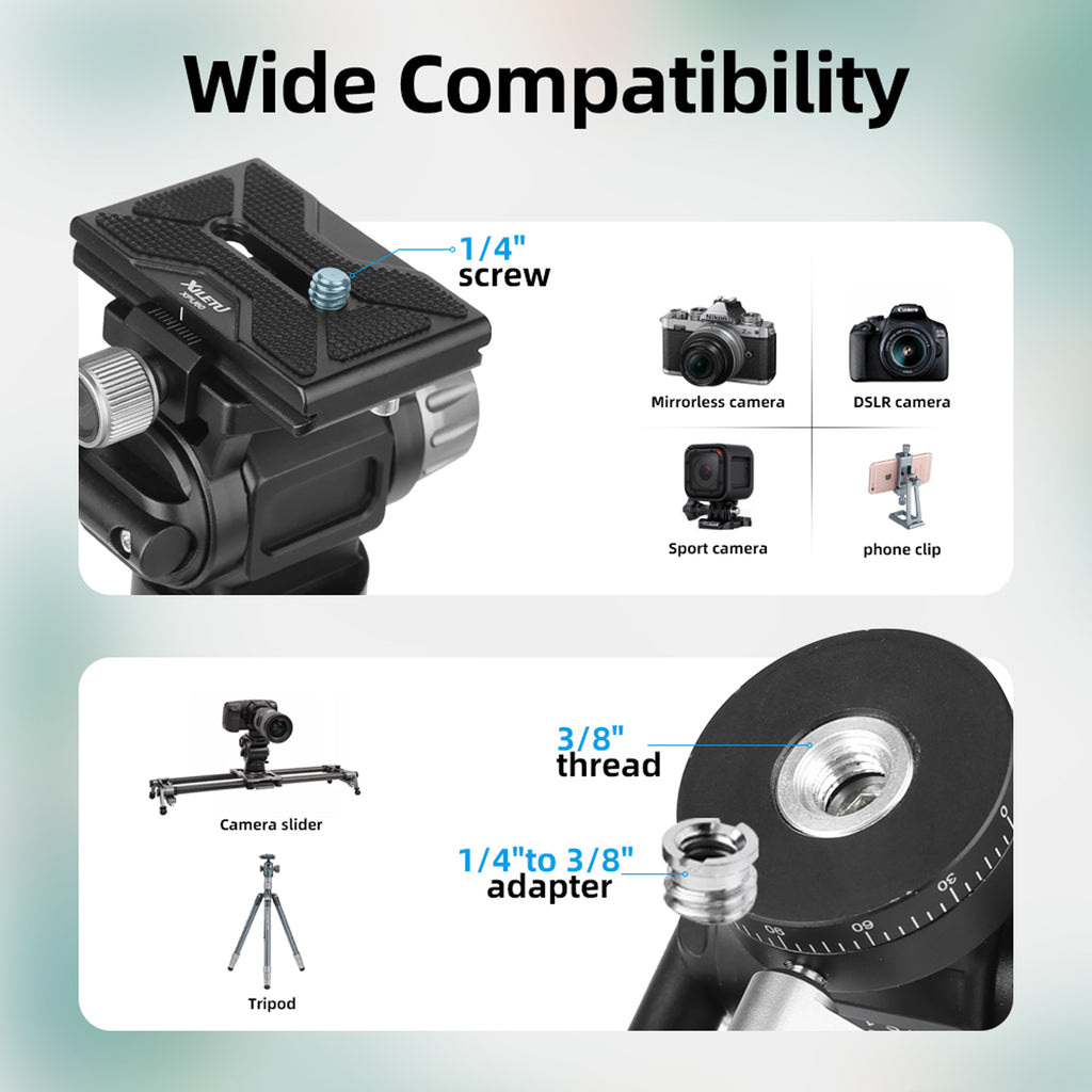XILETU LS-1 Panoramic Tripod Head Hydraulic Fluid Video Damping Head For Tripod Monopod Camera Holder Stand Mobile SLR DSLR