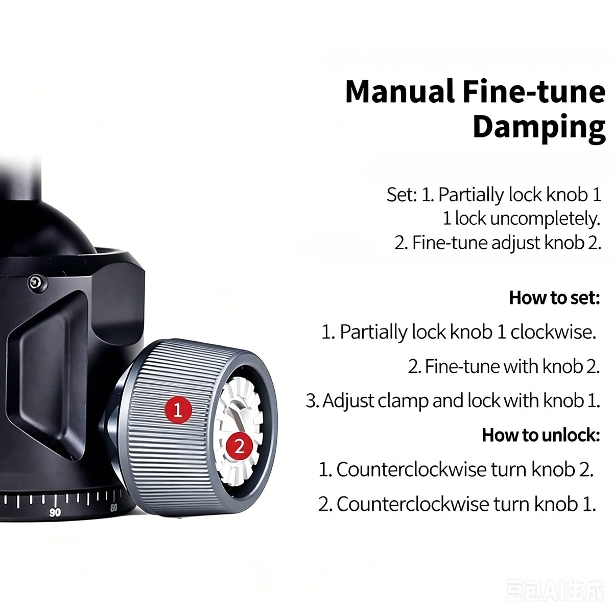 XILETU GD‑44 360° Ball Head Tripod Saddle Mount, 55lbs/25kg Precision Field Support for Outdoor Shooting & Hunting