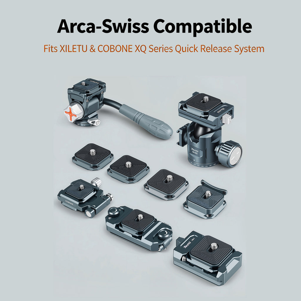XILETU PQ‑38 38mm Square Quick Release Plate, Arca‑Swiss Compatible 4‑Way Mounting QR Plate with 1/4" Screw for Camera Tripod