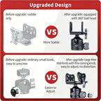 XILETU GD‑44 360° Ball Head Tripod Saddle Mount, 55lbs/25kg Precision Field Support for Outdoor Shooting & Hunting