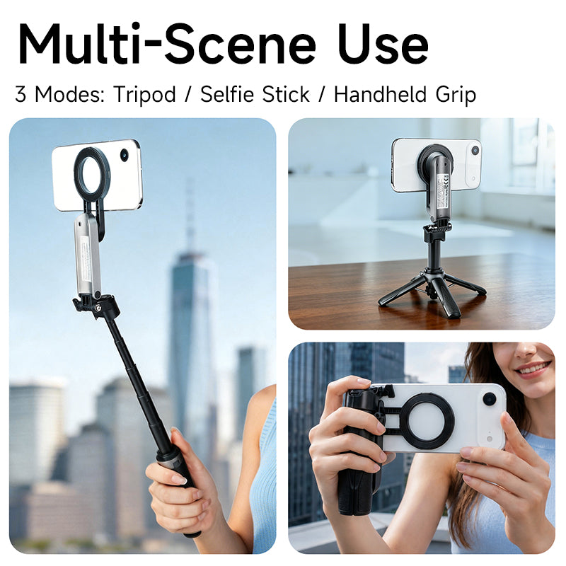 XILETU P-15C Magnetic Magsafe Selfie Stick Tripod Bluetooth Remote Pocket Stand For iPhone Android Vlog Travel