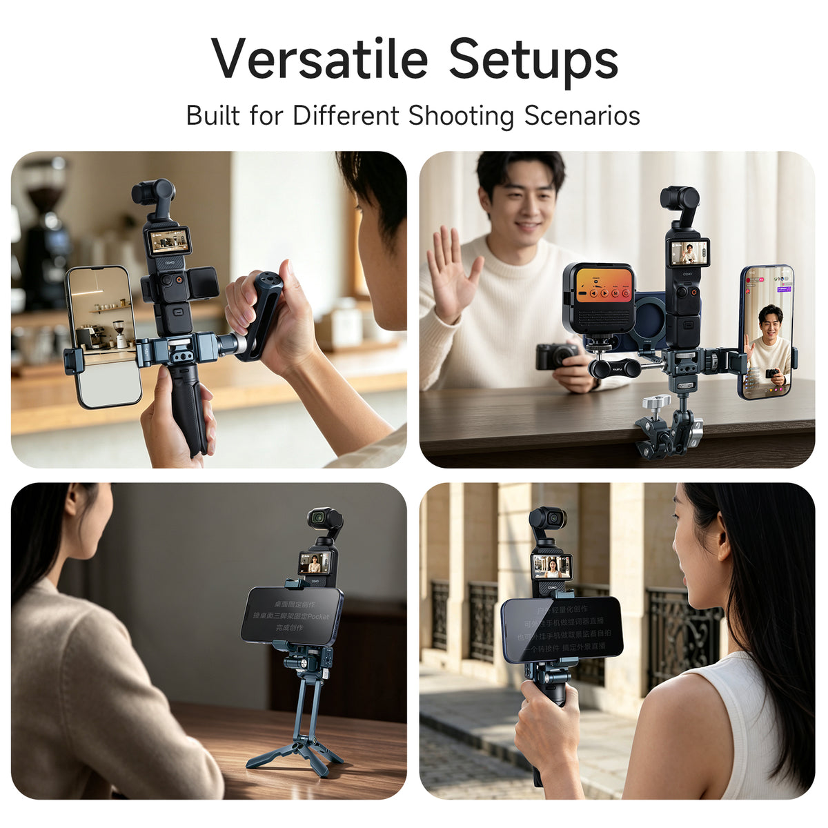 XILETU MI-2 Multifunctional Expansion Mount for DJI Pocket 4 3 Insta360 Luna Ultra 1/4" ARRI NATO Vlog Photography Accessory