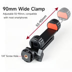 XILETU CP-10 360° Mobile Phone Clip Holder with Cold Shoe Mounts &1/4 Screw Phone Tripod Mount for Camera Smartphone Vlog