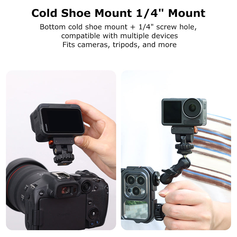 XILETU AC-36 Magnetic Quick Release Cold Shoe Base 1/4" Dual Claw Mount for DJI Action 5 Pro 4 3 Tripod Selfie Stick Vlog Accessory