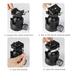XILETU GS‑54 Aluminum 360° Panoramic Ball Head, 77lbs/35kg Max Load, Arca‑Swiss Compatible, Precision Support for Field & Photography