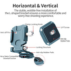 XILETU XQL-1 Foldable L-Bracket Arca-Swiss QR Plate with Dovetail Base for Vertical/Horizontal Shooting, Tripod/DSLR Cameras