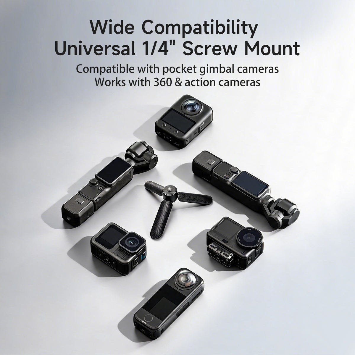 XILETU XS-25 Auto Open 2-in-1 Mini Tripod 1/4 Screw Stand for DJI Pocket 3 4 4Pro Insta360 Action Panoramic Vlog Camera