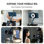 XILETU QPQ-T2 Camera Cage Phone Mount, Dual-Sided Magnetic Holder, Phone Extension Arm, 1/4"-20 Mount for Filmmaking