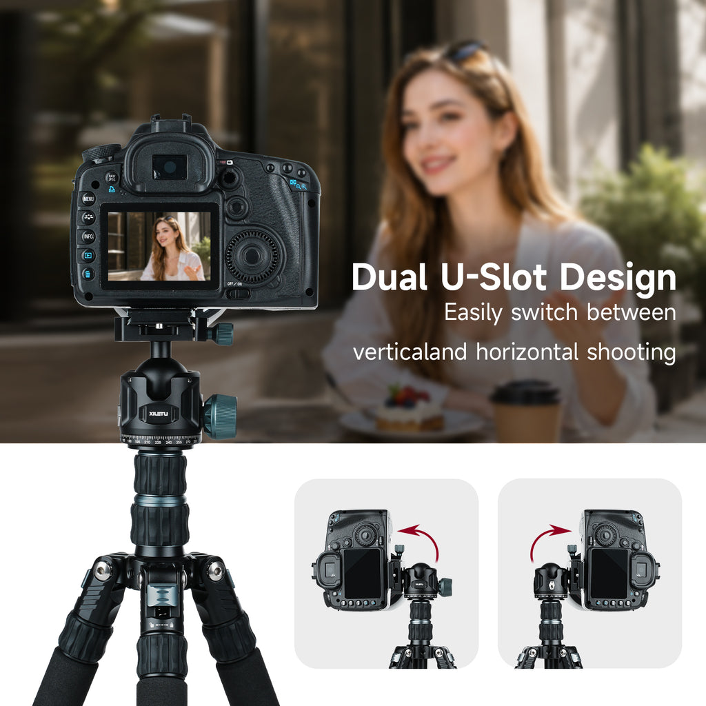 XILETU G-36 Metal Low‑Profile Ball Head, ARRI Locating Hole & Side 1/4" Port, Dual‑Device for DSLR Mirrorless Vlog Live Streaming