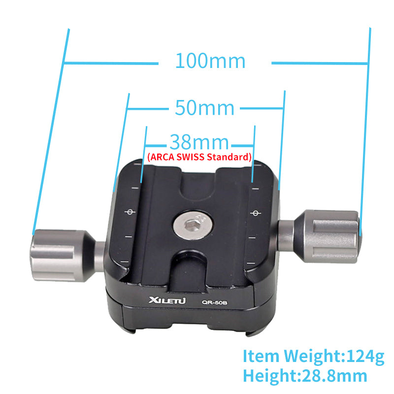XILETU QR-50B Universal ARCA SWISS Quick Release Clamp Aluminum Alloy Camera Mount Adapter for QR Plate DSLR Camera Tripod Slide Rail