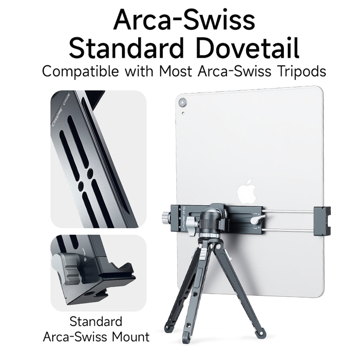 XILETU CP-12S 335mm Phone Tablet Mount, Aluminum Holder Cold Shoe Arca Swiss for iPad Pro 12.9 11 Air iPhone Tripod