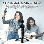 XILETU XS-25 Auto Open 2-in-1 Mini Tripod 1/4 Screw Stand for DJI Pocket 3 4 4Pro Insta360 Action Panoramic Vlog Camera