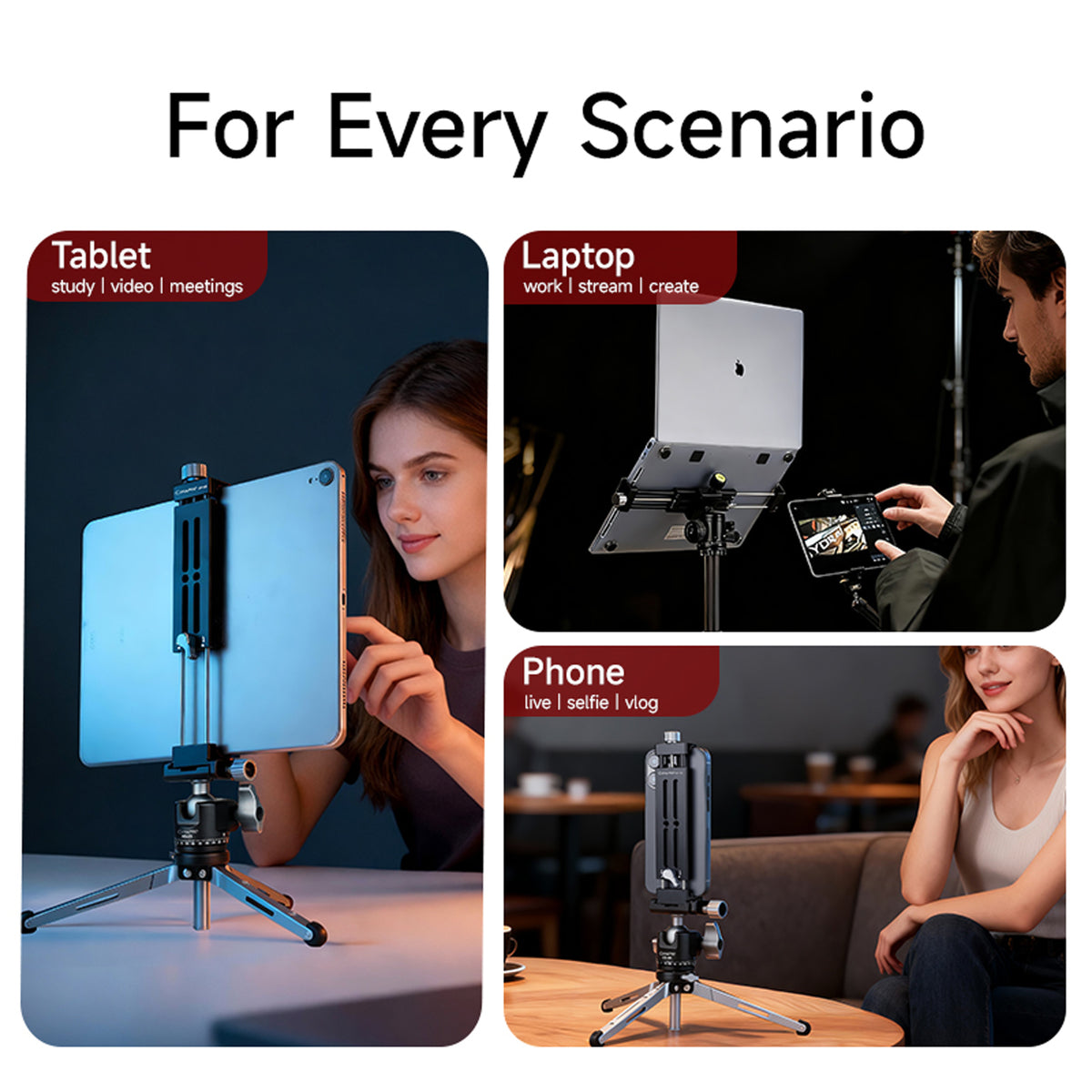 XILETU CP-12S 335mm Phone Tablet Mount, Aluminum Holder Cold Shoe Arca Swiss for iPad Pro 12.9 11 Air iPhone Tripod