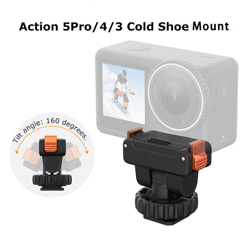 XILETU AC-36 Magnetic Quick Release Cold Shoe Base 1/4" Dual Claw Mount for DJI Action 5 Pro 4 3 Tripod Selfie Stick Vlog Accessory