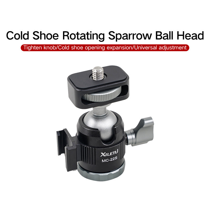 XILETU MC-22S Dual Cold Shoe Metal Mini Ball Head For Camera Photography Cell Phone Bracket Tripod Microphone Fill Light Monopod