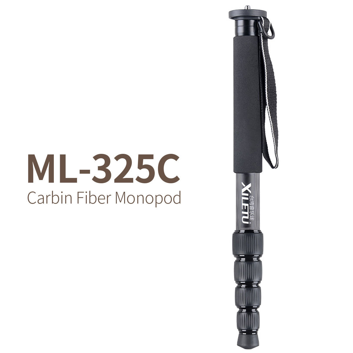 XILETU ML-325C Carbon Fiber Tripod Monopod  Stable Pole For Canon Nikon Digital Camera With stainless steel Spike