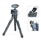 XILETU MT15+MG25Q Desktop Photography Tripod Dual Cold Shoe Mini Ball Head Portable Handheld Stand for Camera Phone Vlog Shooting
