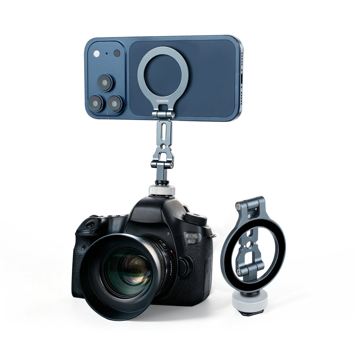 XILETU QPQ-T1 Magsafe Magnetic Phone Mount Foldable Metal Cold Shoe 1/4" Screw Arri Locating Hole Vlog Live Streaming Bracket