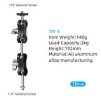 XILETU TM Series Tripod Magic Arm with Dual Ballhead 1/4'' Screw Universal Camera Video Monitor Mount Adapter for LED Light GPS Phone Monitor