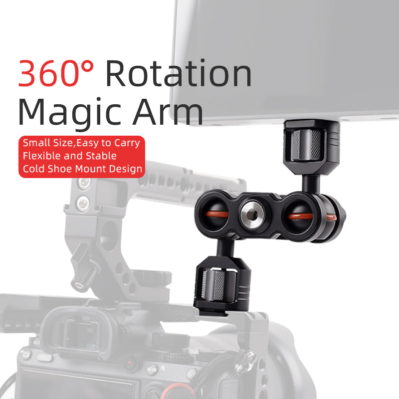 XILETU TM-S1 TM-S2 Magic Arm Camera Mount Bracket Double Ball Head 360° Rotation for Camera Monitor Lights Recorders Microphone Audio