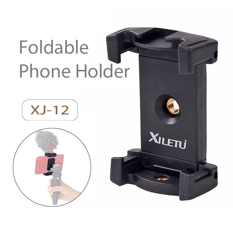 XILETU XJ-12 Mobile Tripod Mount Clipperwith Cold Shoe Mount for Boya Rode VideoMicro Microphone 1/4'' Tripod Clamp for iPhone X