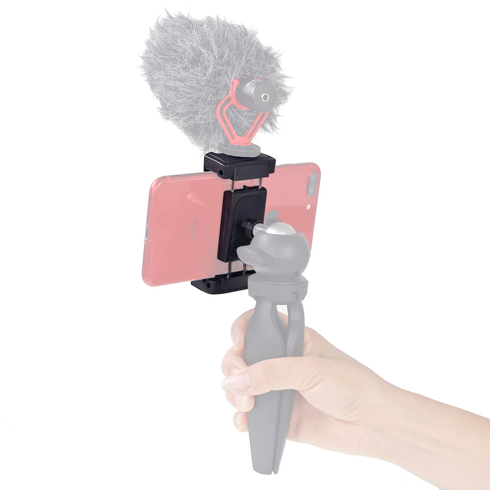 XILETU XJ-12 Mobile Tripod Mount Clipperwith Cold Shoe Mount for Boya Rode VideoMicro Microphone 1/4'' Tripod Clamp for iPhone X