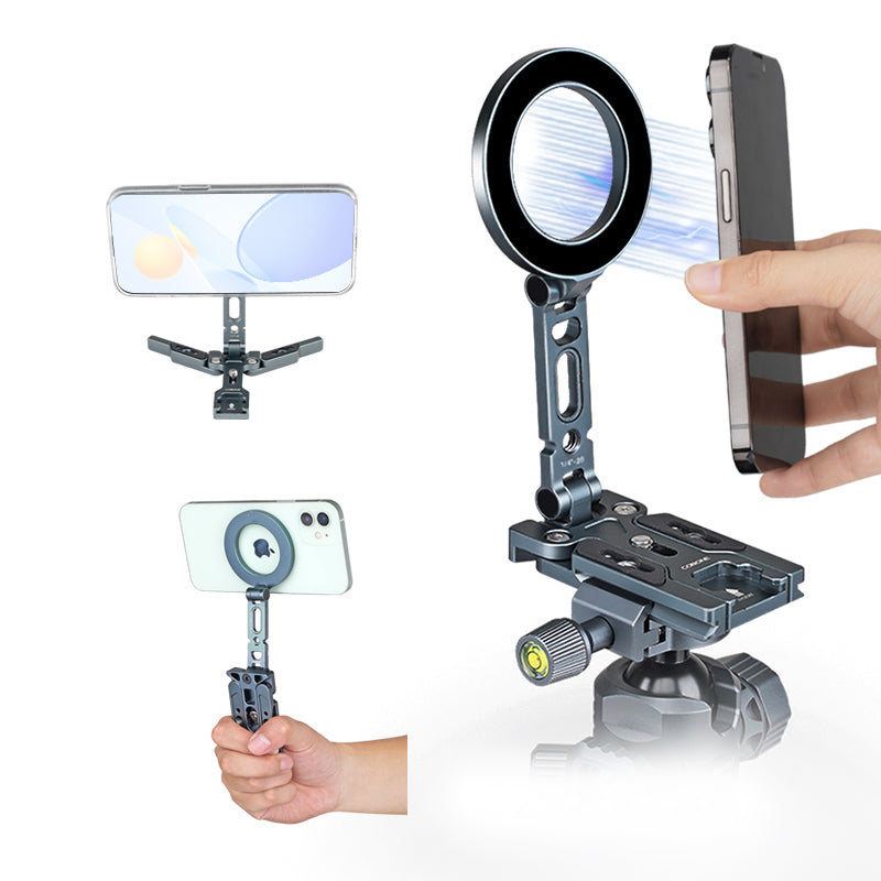 XILETU XQ-B MagSafe Magnetic Phone Holder Foldable Camera Phone Tripod Stand for iPhone 15 14 13 12 Selfie Stick Desktop  Stand